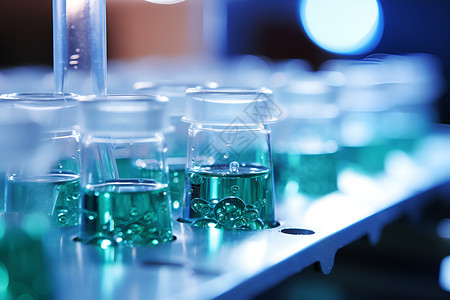 实验室中的绿色液体背景图片