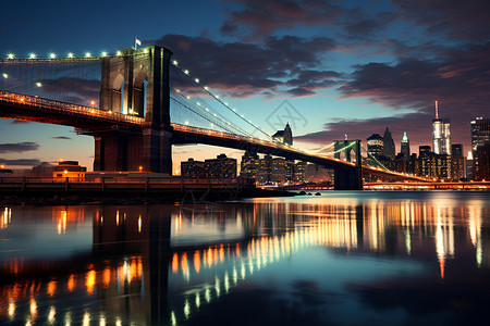 夜幕下的城市大桥背景图片