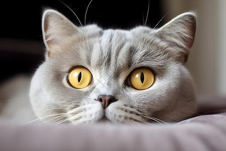 蓝黄眼睛可爱的灰猫动物背景
