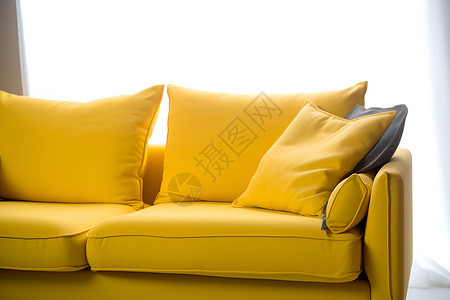 黄色沙发抱枕舒适的黄色沙发背景