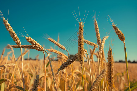 秋季麦田中的稻谷背景图片