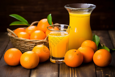 橙汁与橙子背景图片