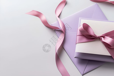 粉色蝴蝶结信封背景图片