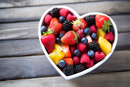 水果心形素材心形碗中的水果背景