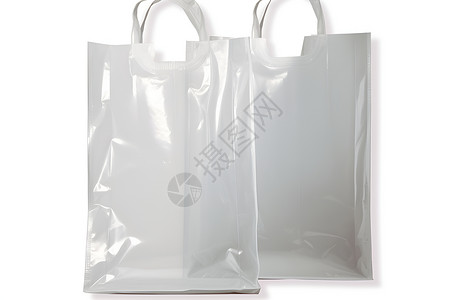 白色背景下展示了两个塑料袋高清图片