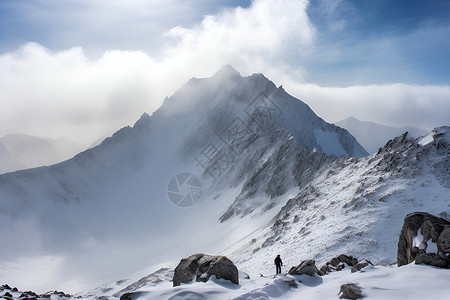 勇攀巅峰登上雪山巅峰背景