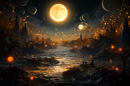 滨江之夜背景图片
