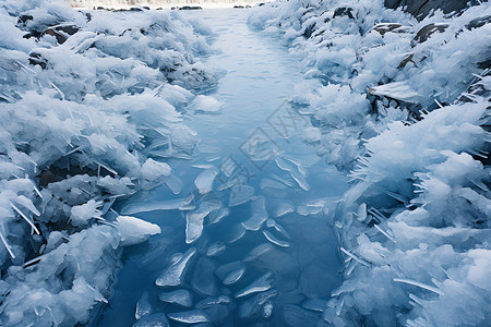 冰碴冬季水面上的冰背景