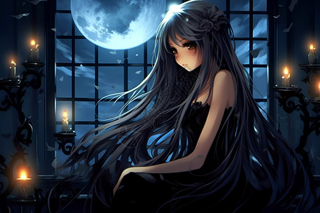 月光照耀下的女孩背景图片