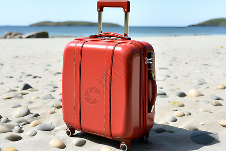 美观的红色行李箱背景图片