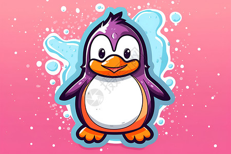 可爱的紫色企鹅背景图片
