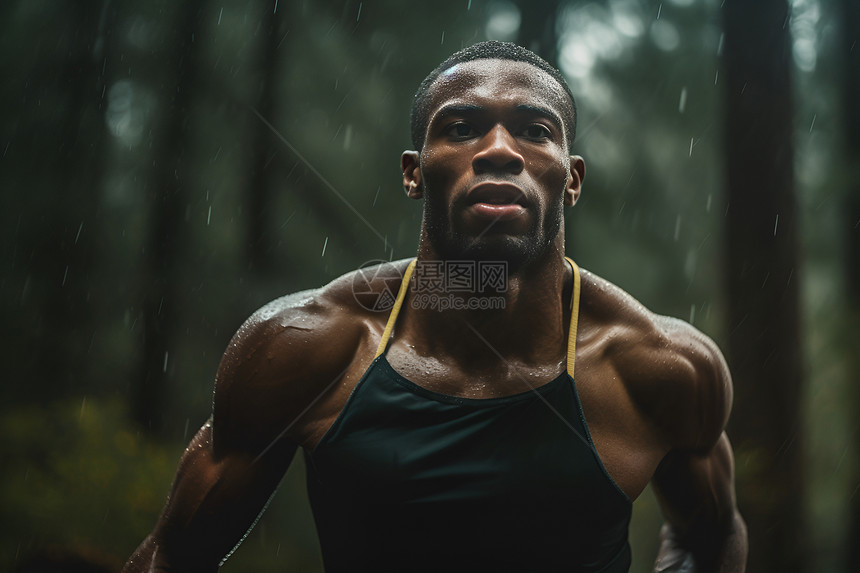 挥汗如雨的长跑运动员图片