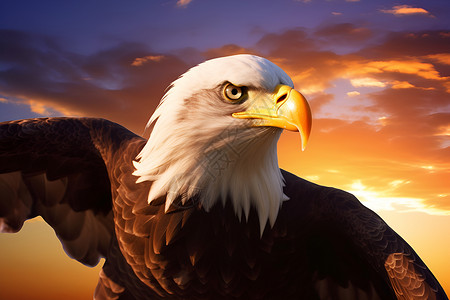 自由飞翔的白头鹰背景图片