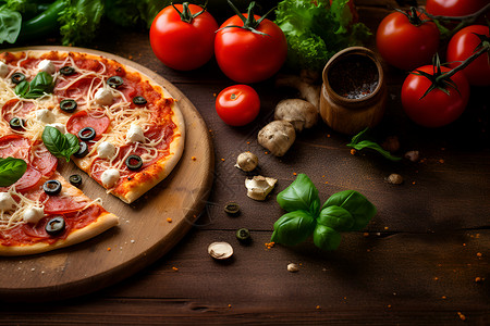 素食披萨背景图片