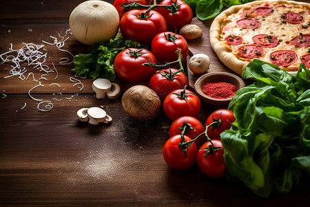意式素食披萨背景图片