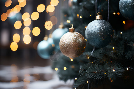 挂满装饰的圣诞树背景图片