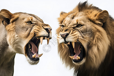 挑衅的狮子狮子咆哮高清图片