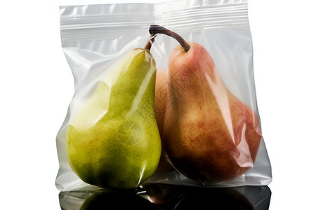 密封袋中的梨子高清图片