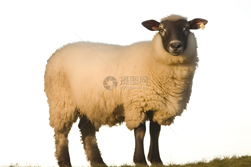 草地上一只羊图片