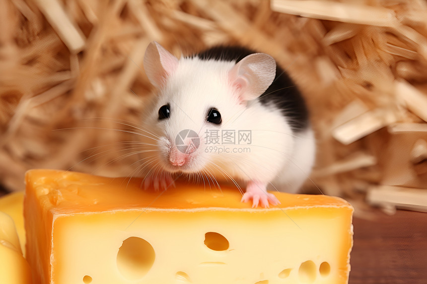 小鼠吃奶酪图片