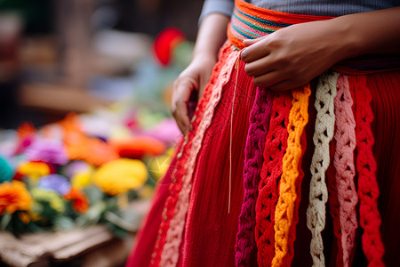 彩色的编织花纹裙子背景图片