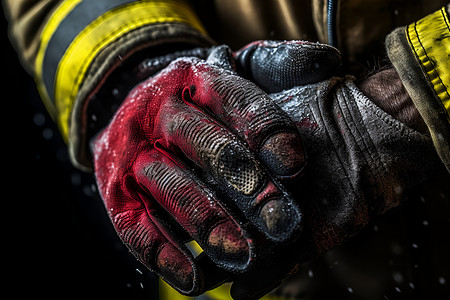 消防员的红色手套背景图片