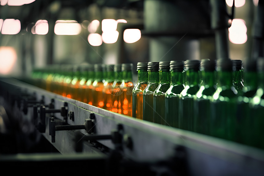 酒瓶工厂的生产线图片