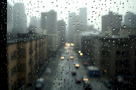 雨中城市风景背景图片