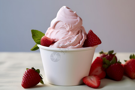 冰淇淋草莓背景图片