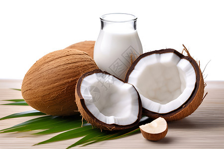 椰子和牛奶背景图片