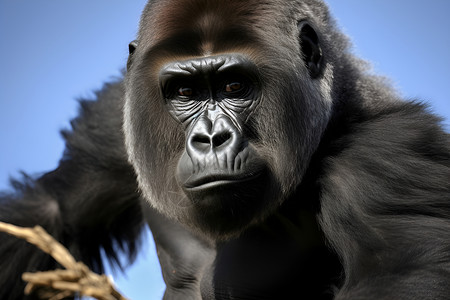大猩猩与蓝天肖像高清图片