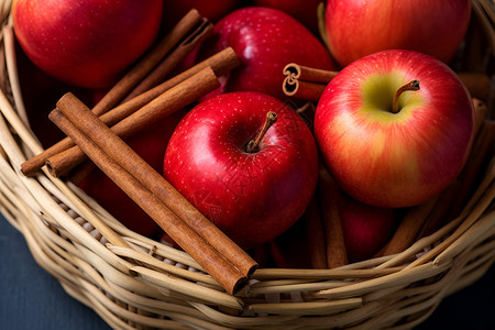 脆甜苹果与肉桂的诱人组合背景图片