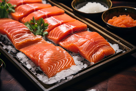 海鲜烹饪美味鲜香的日本生鱼料理背景