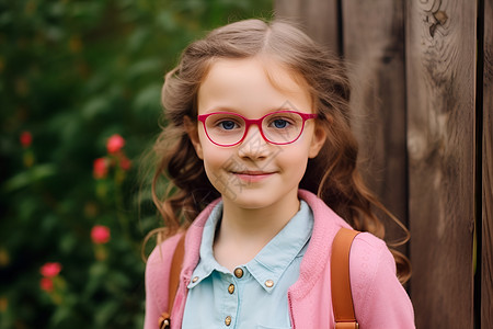 小女孩发型戴着红色眼镜的小女孩背景