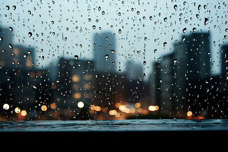 一幅画冬日雨中城市背景