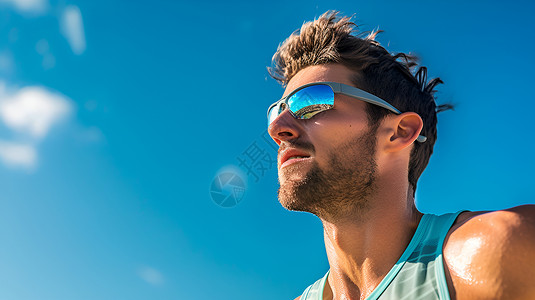 运动太阳镜运动员戴着太阳镜背景