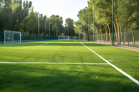 绿草如茵的足球场背景图片