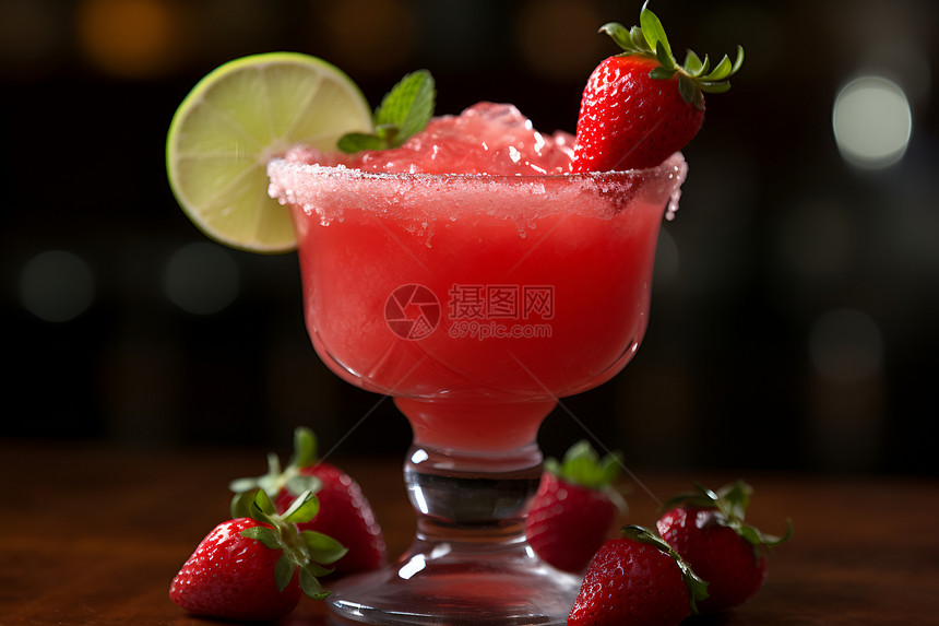 夏日草莓果汁图片