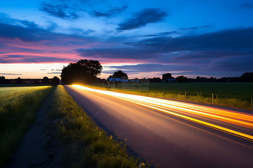 夜晚的道路图片