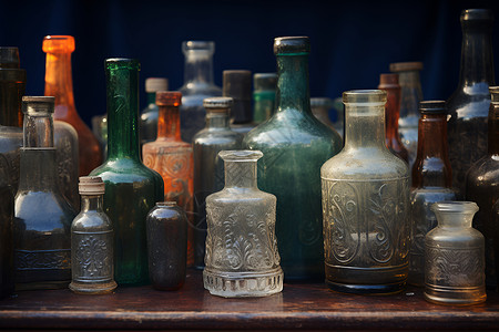 复古玻璃瓶集合背景图片