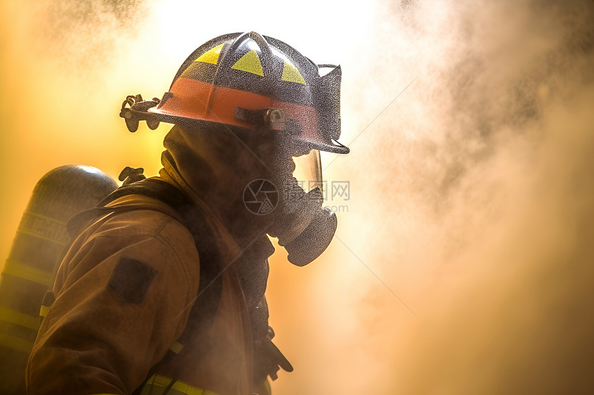 火灾中的消防员图片
