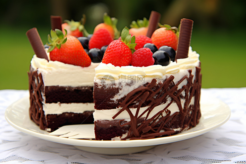 健康的巧克力草莓蛋糕图片