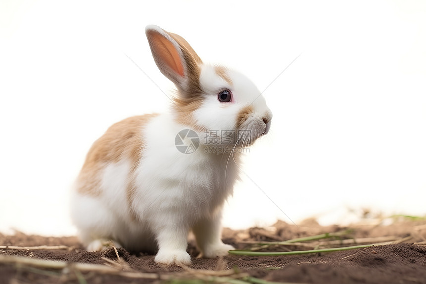泥土上的兔子图片