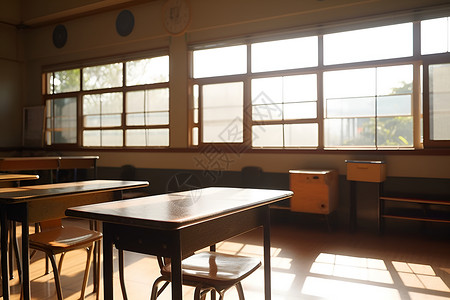 教室的教育桌椅背景图片