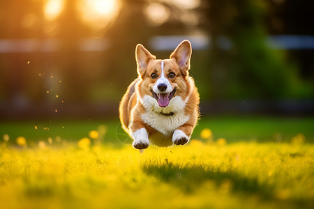 跑步的可爱小狗背景图片