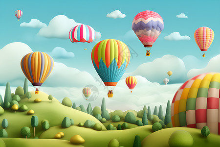 梦幻的充气热气球背景图片