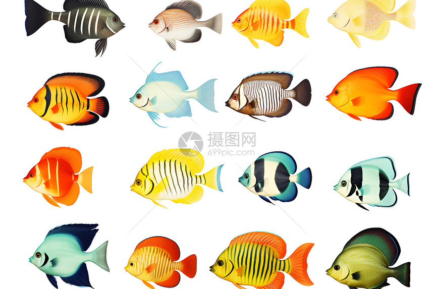 五彩斑斓的鱼群图片