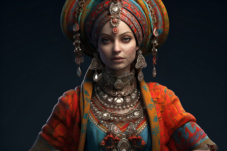 古典美女穿着民族服饰背景图片