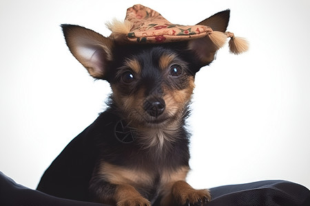 吉娃娃素材可爱的小狗戴帽子背景