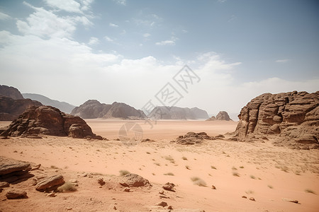红岩天际沙漠美景背景图片